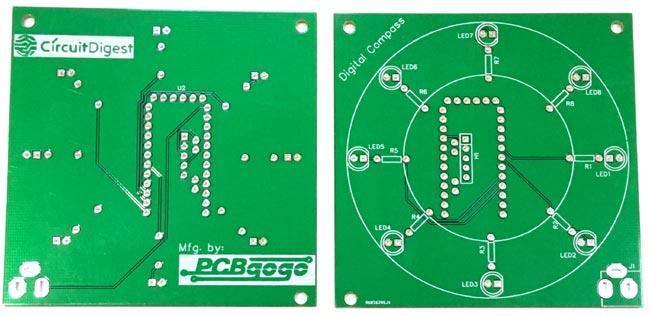 Description:PCB for Digital Compass using Arduino and HMC5883L Magnetometer